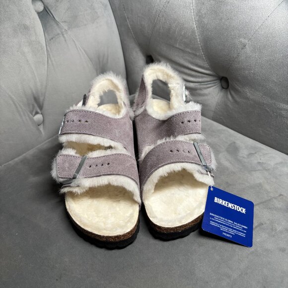 NWT Birkenstock Shearling Suede Velcro Sandals in Mauve –  NWT Size - Picture 3 of 6
